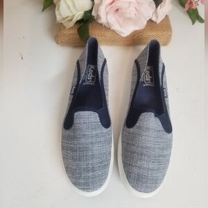 Keds Blue and White Slip-On Loafers
